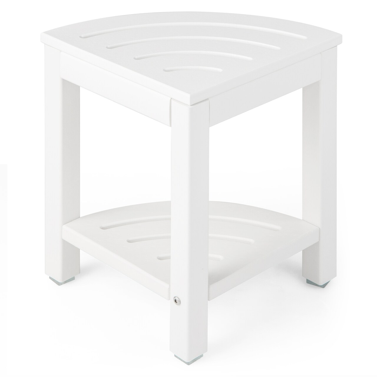 Corner Shower Bench Stool with Storage Shelf for Shaving Legs